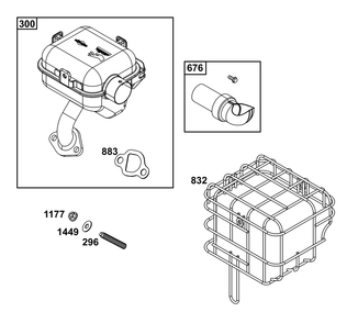 Exhaust Group Diagram and Parts List for 13R232-0158-H5 100000 - 19Z999 Briggs and Stratton Engine